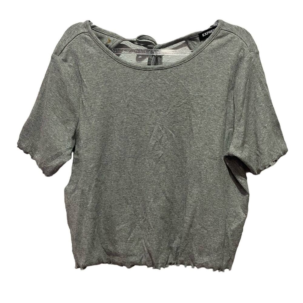 Express Cropped Gray Tee Size Medium